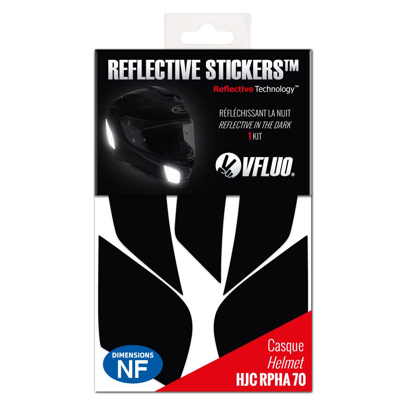 Vfluo - Kit Of Reflective Stickers - Hjc Rpha70™ Motorcycle Helmet - Approved Stripes Fr - 3M™ Technology - High Visibility & Strength - Discreet & Design - Maximum Grip