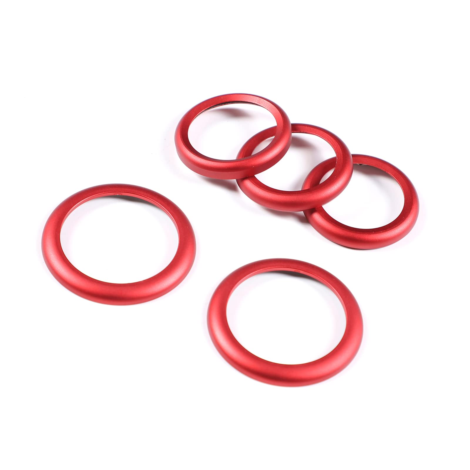 Car Aluminum Alloy Central Control Double Flashing Window Switch Lift Decorative Circle Fit For Fiat 500 Abarth 595 695 2010-2024 (Red)