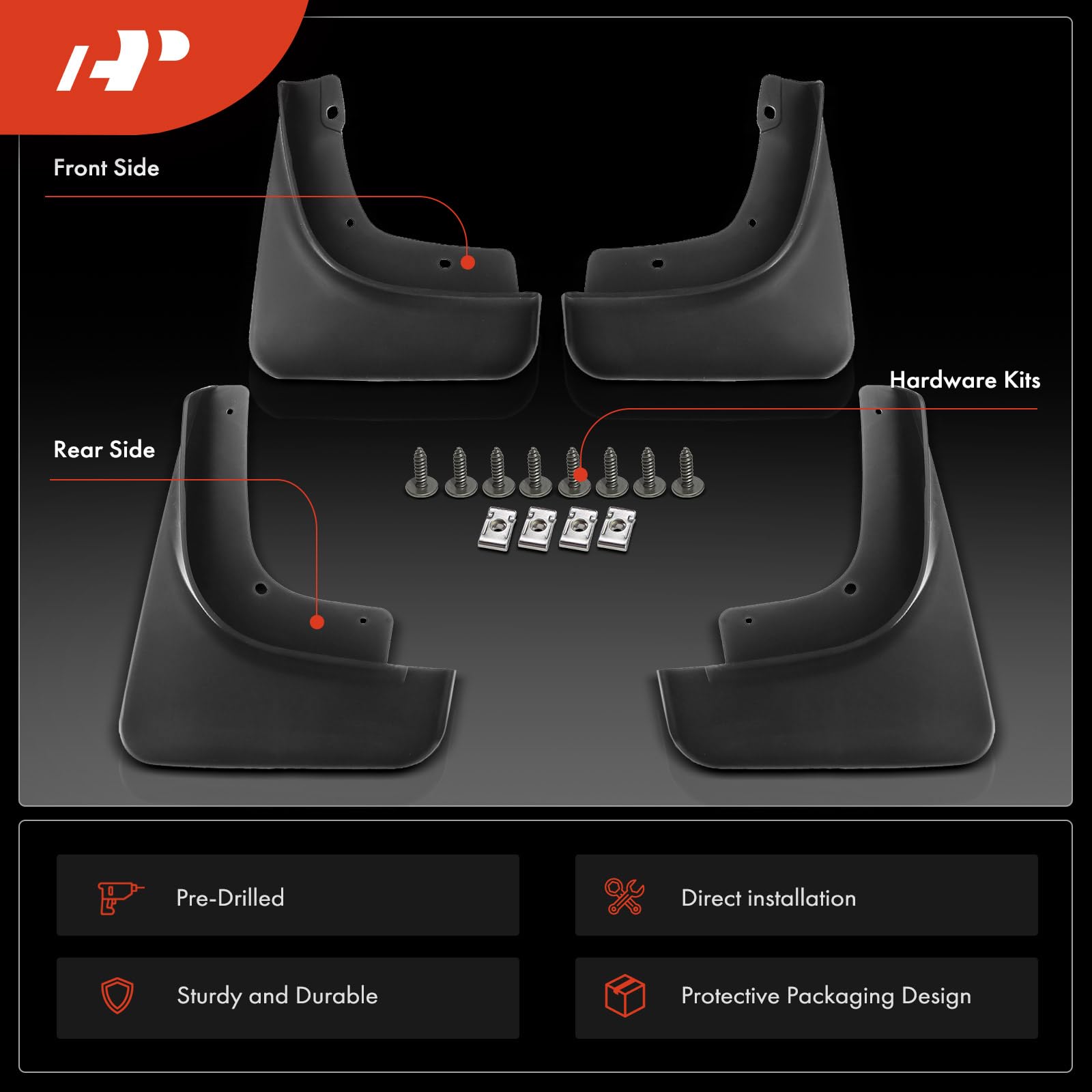 A-Premium Set Of 4Pcs Mud Flaps Splash Guards Mudguards Mudflaps With Hardware Kits Accessory Compatible With Jeep Compass, 2017