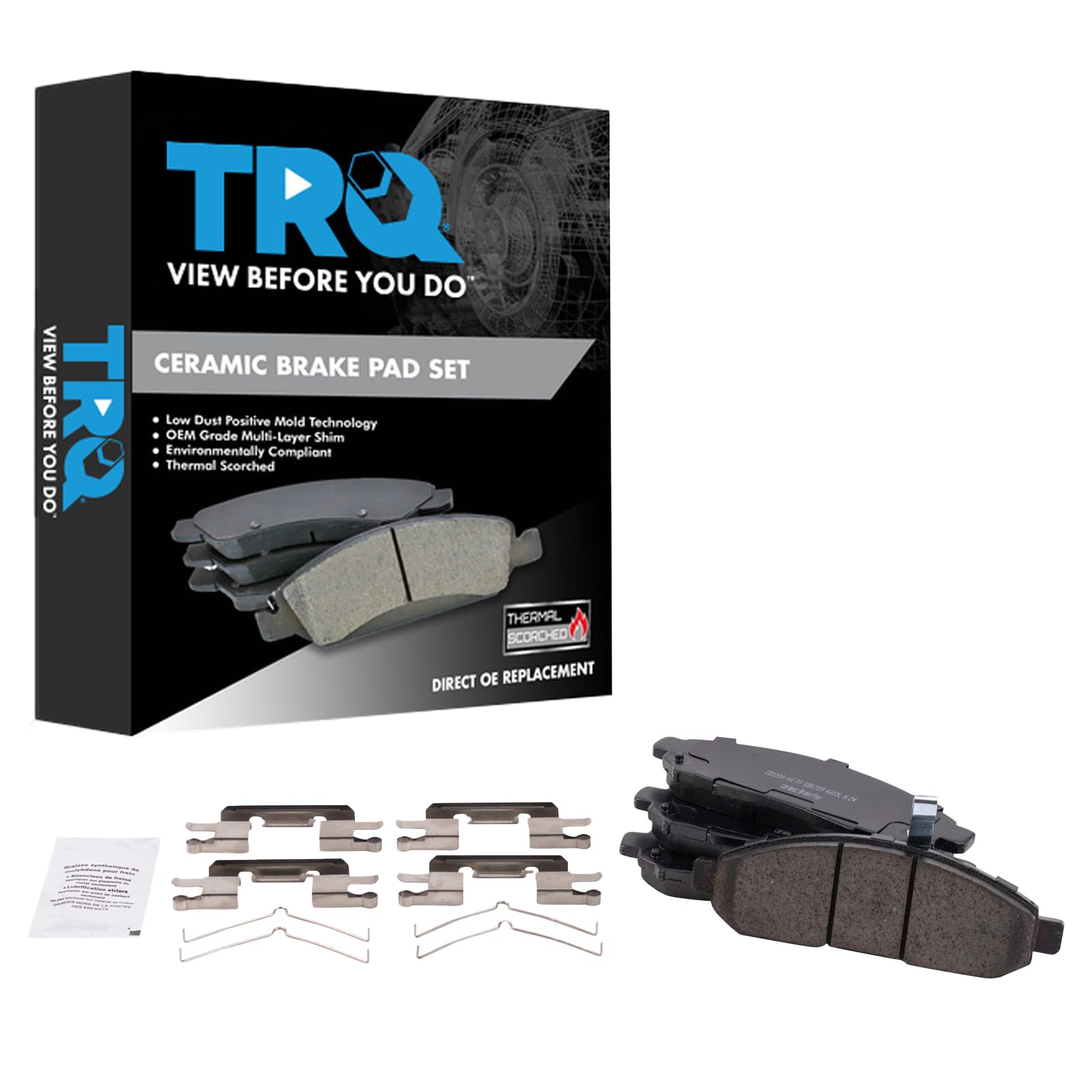 TRQ Front Brake Pads Ceramic Compatible with 2015-2018 Chevrolet City Express 2005-2022 Nissan Frontier 2011-2014 LEAF 2013-2021