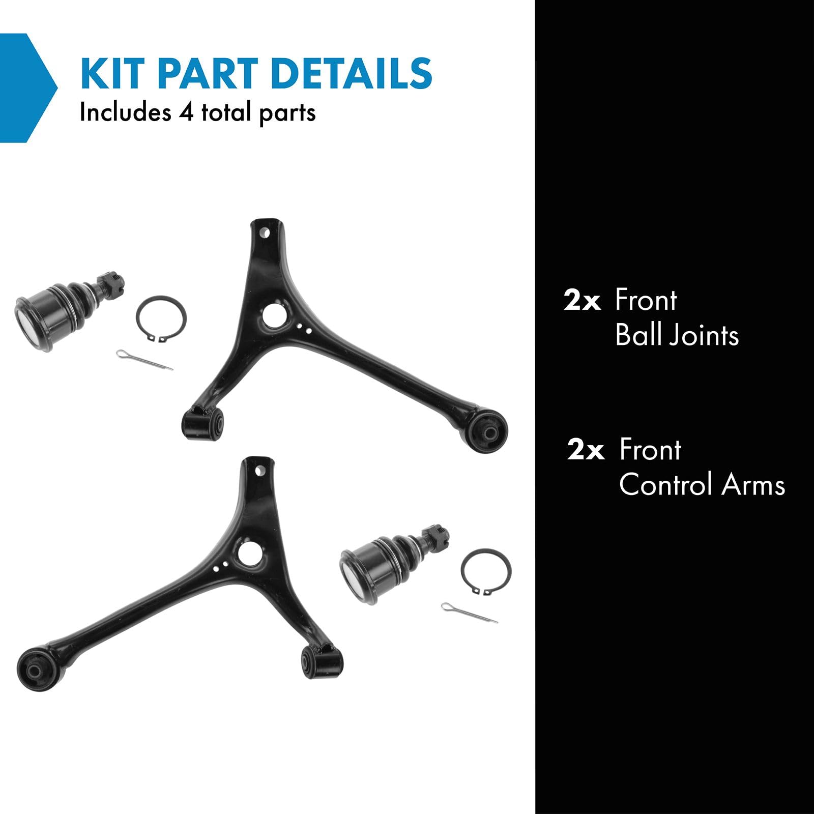TRQ Front Lower Control Arm with Ball Joint Set Compatible with 1998-2007 Ford Taurus 1998-2005 Mercury Sable