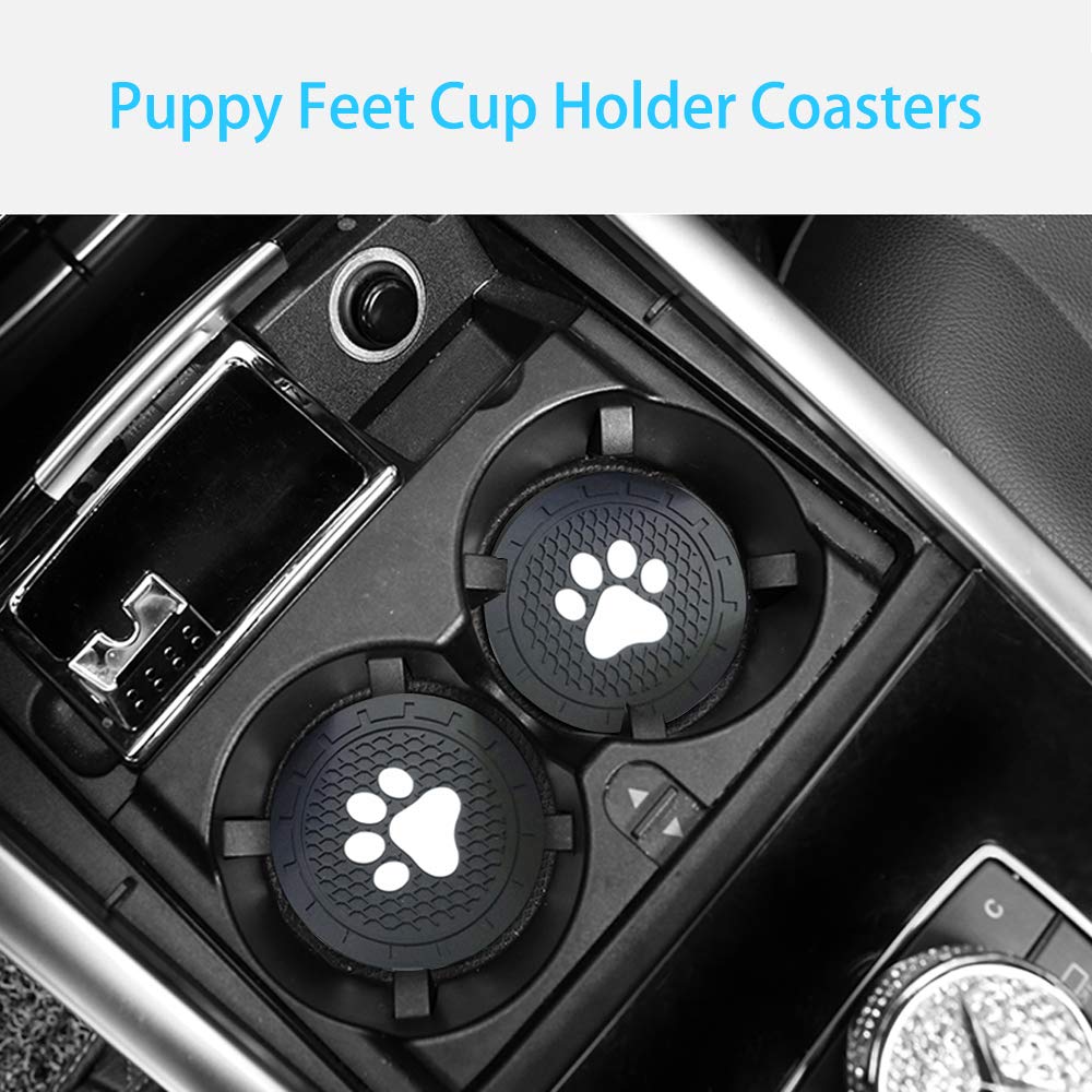 Buknikis Car Cup Holder Coasters-Car Interior Accessories 2.75 Inch Silicone Anti Slip Cute Dog Paw Car Coaster -Universal (Pack