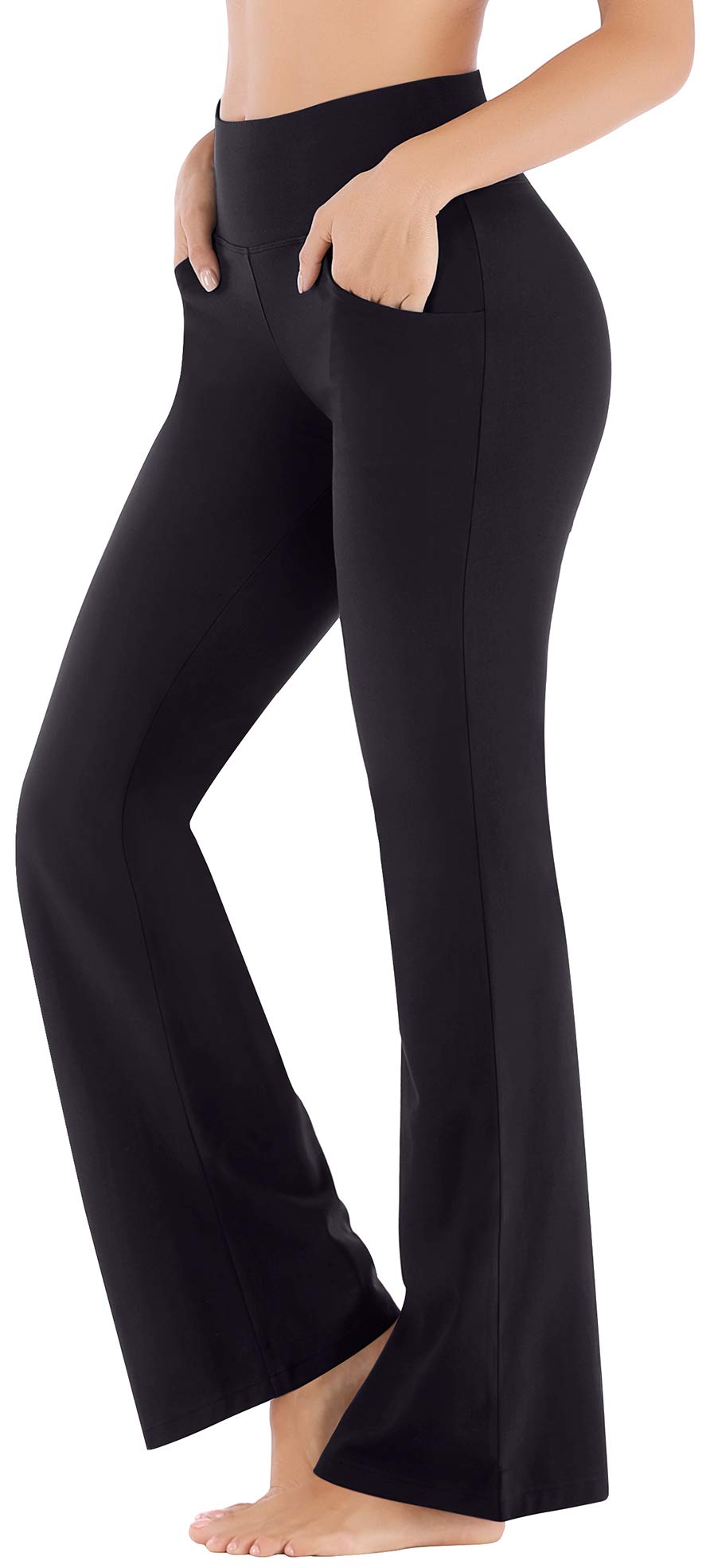 Ewedoos Bootcut Yoga Pants For Women High Waisted Yoga Pants With Pockets For Women Bootleg Work Pants Workout Pants (Black, Xx-