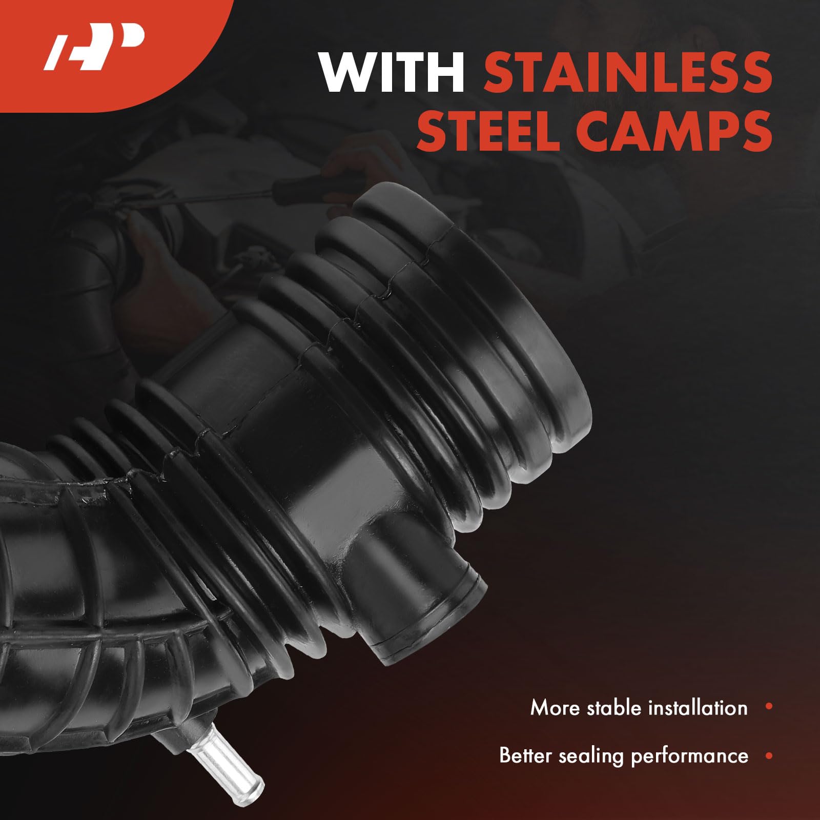 A-Premium Engine Air Intake Hose Tube with Clamps Compatible with Honda Accord 2003 2004 2005 2006 2007, DOHC L4 2.4L, Replace# 17228-RAA-A00, 17228RAAA00