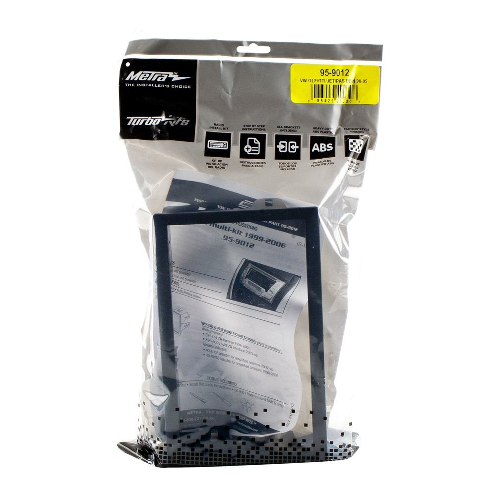 Metra Double DIN Dash Kit for 1999-2006 Volkswagen Golf, GTI, Jetta, Passat - Black Installation Accessory