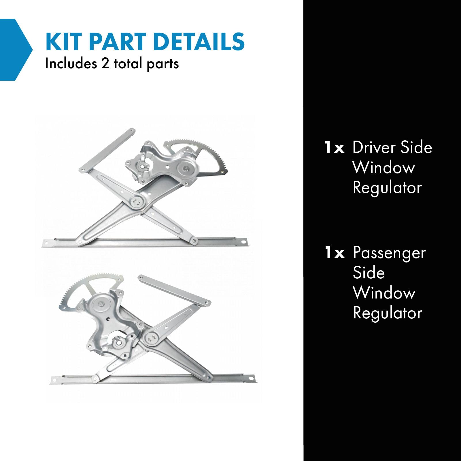 Trq Sliding Door Power Window Regulator Set Compatible With 2010-2020 Toyota Sienna
