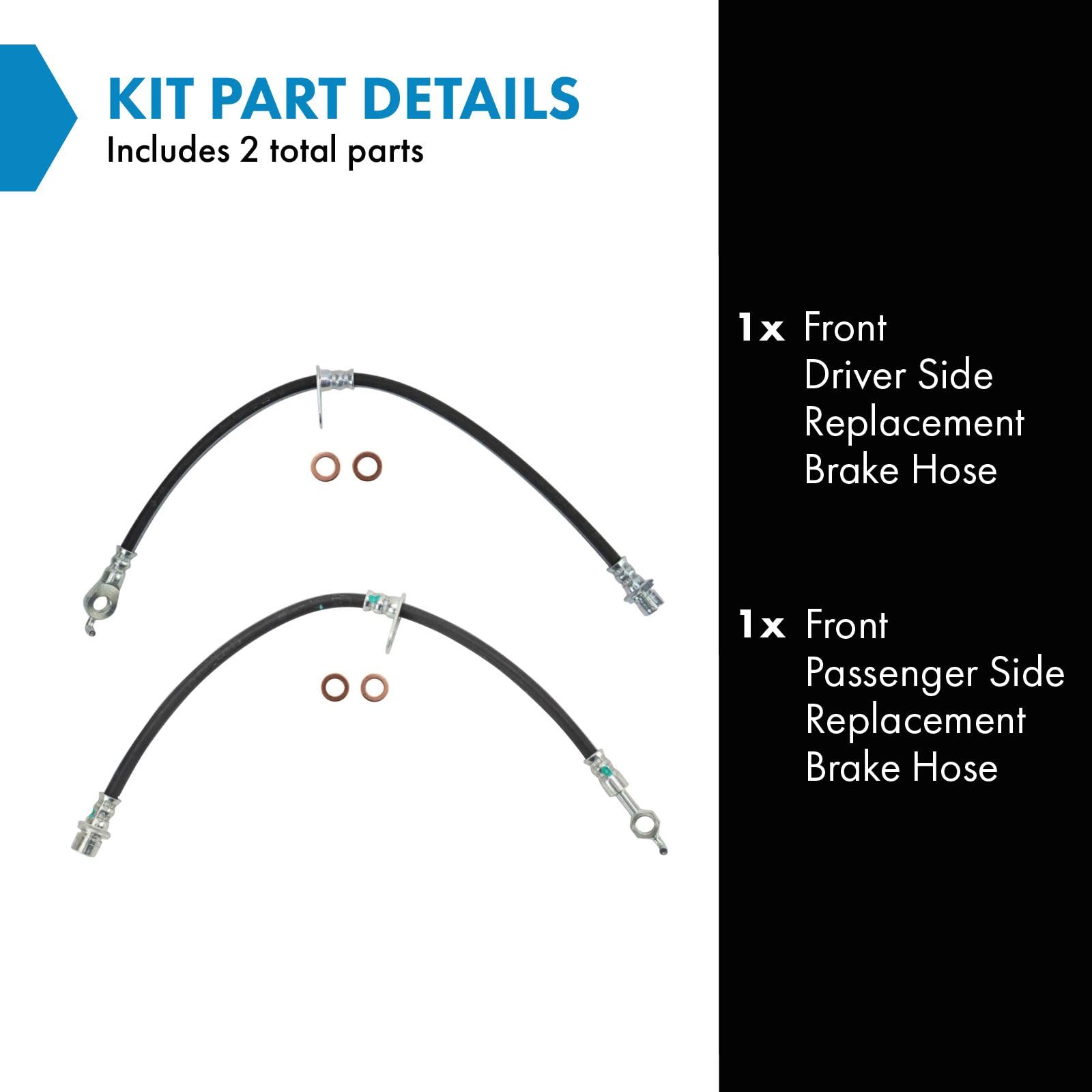 Trq Front Brake Hose Set Compatible With 2001-2004 Toyota Highlander