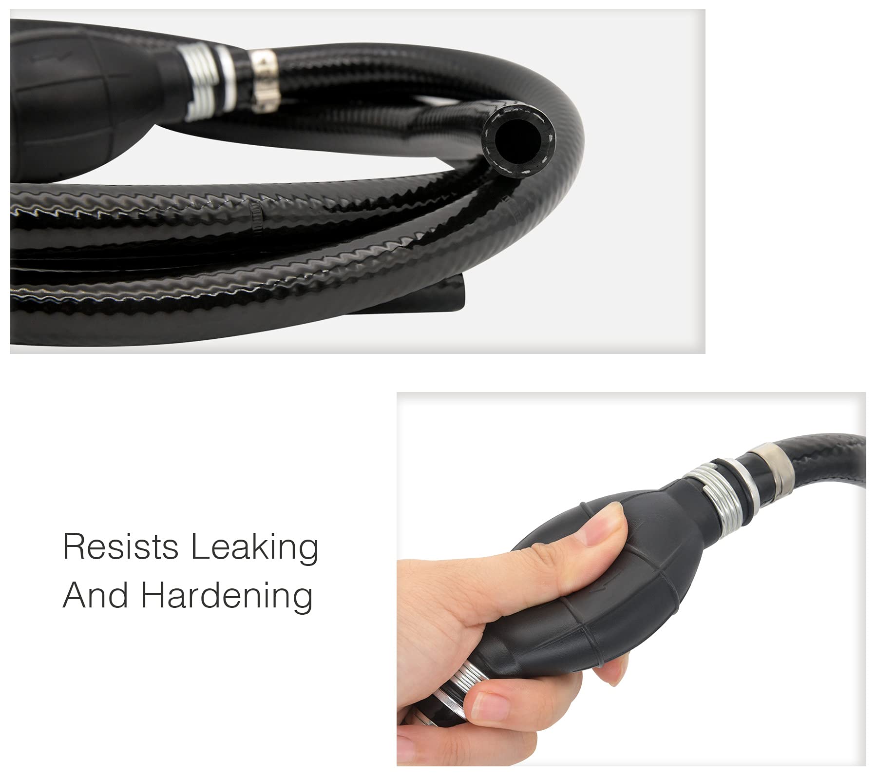 Fuel Line Assembly, Outboard Motor Fuel Line Inner Diameter 3/8' Outer Diameter 5/8' Outer Dia Hose Line Marine Outboard Boat Motor Rvs Fuel Assembly With Primer Bulb Steel Hose Clamps