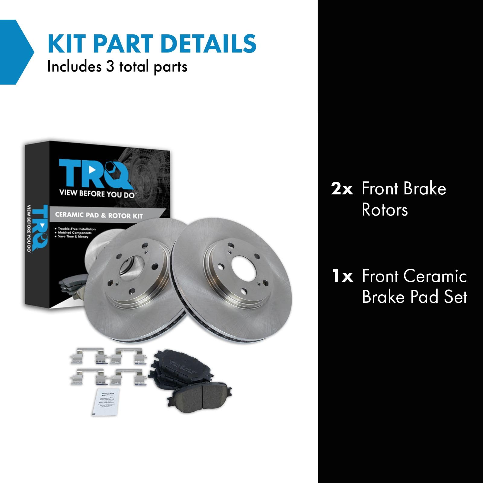 Trq Front Brake Pad & Rotor Kit Brake Pads Brake Rotor Ceramic Compatible With 2002-2004 Toyota Camry