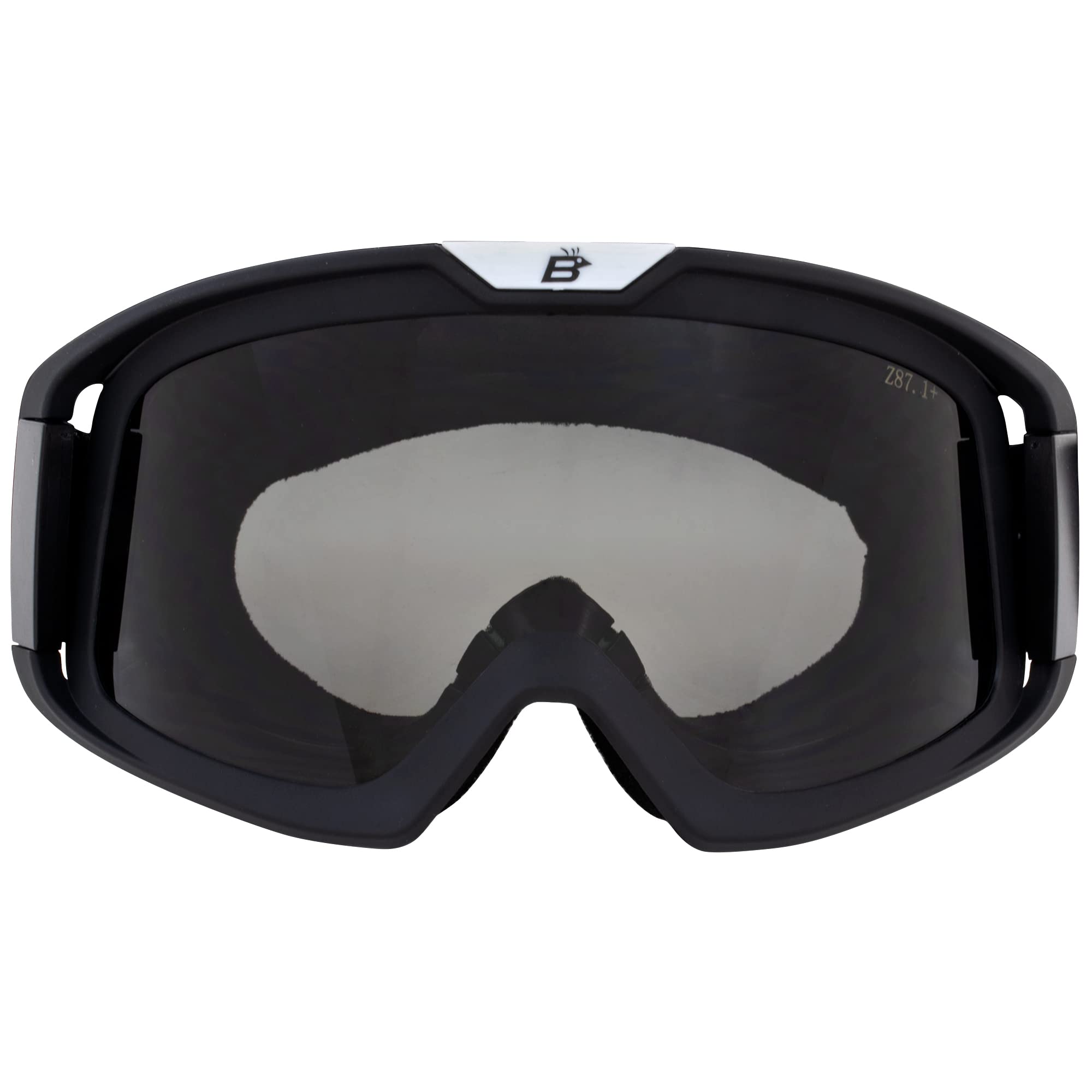 Birdz Pelican Black Fitover Padded ATV Motorcycle Riding Over The Glasses (OTG) Goggles (Black-Smoke)