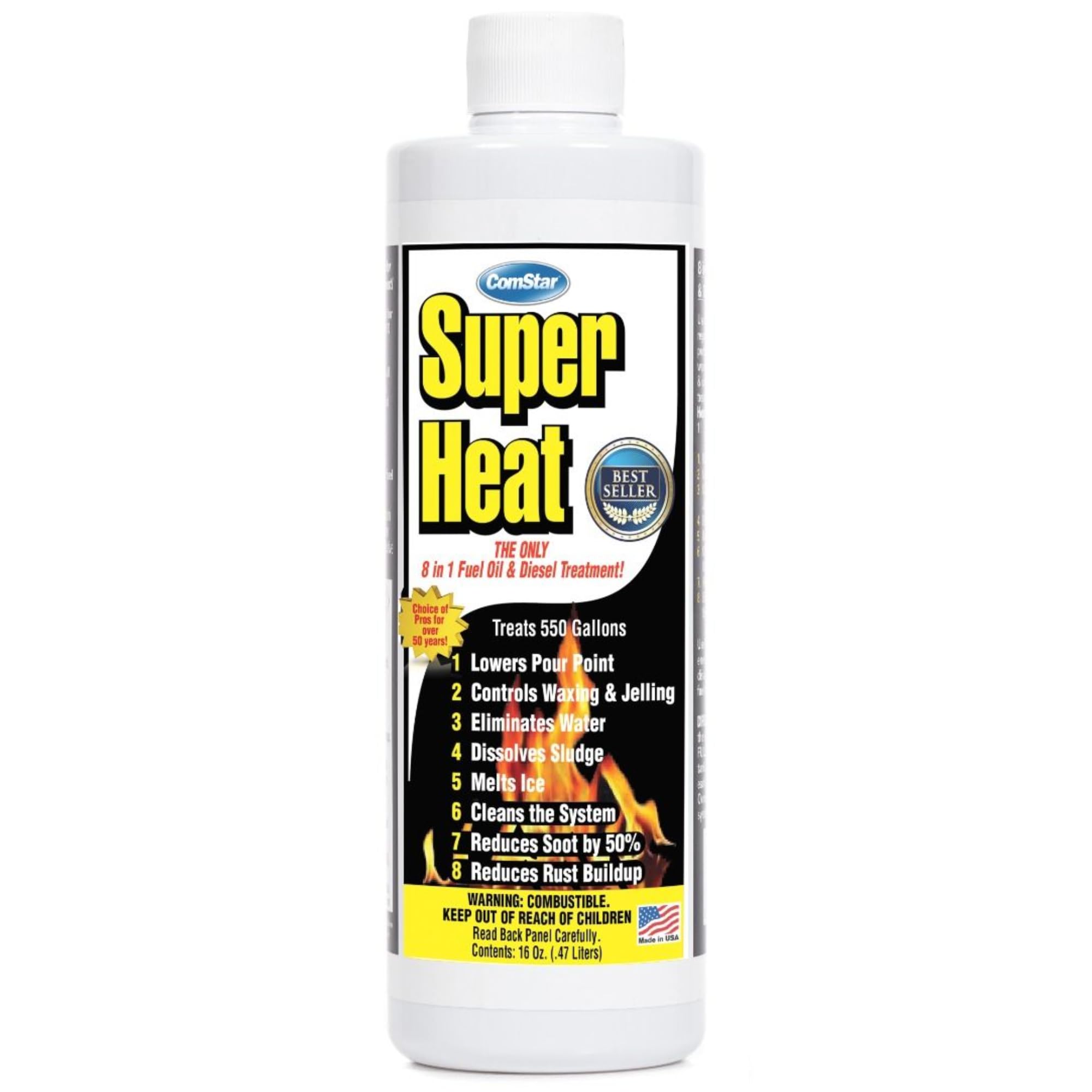 ComStar Super Heat, 8-in-1 Fuel Oil Treatment, Controls Waxing & Jelling, Melts Ice, Lowers Pour Point, Dissolves Sludge, Reduce