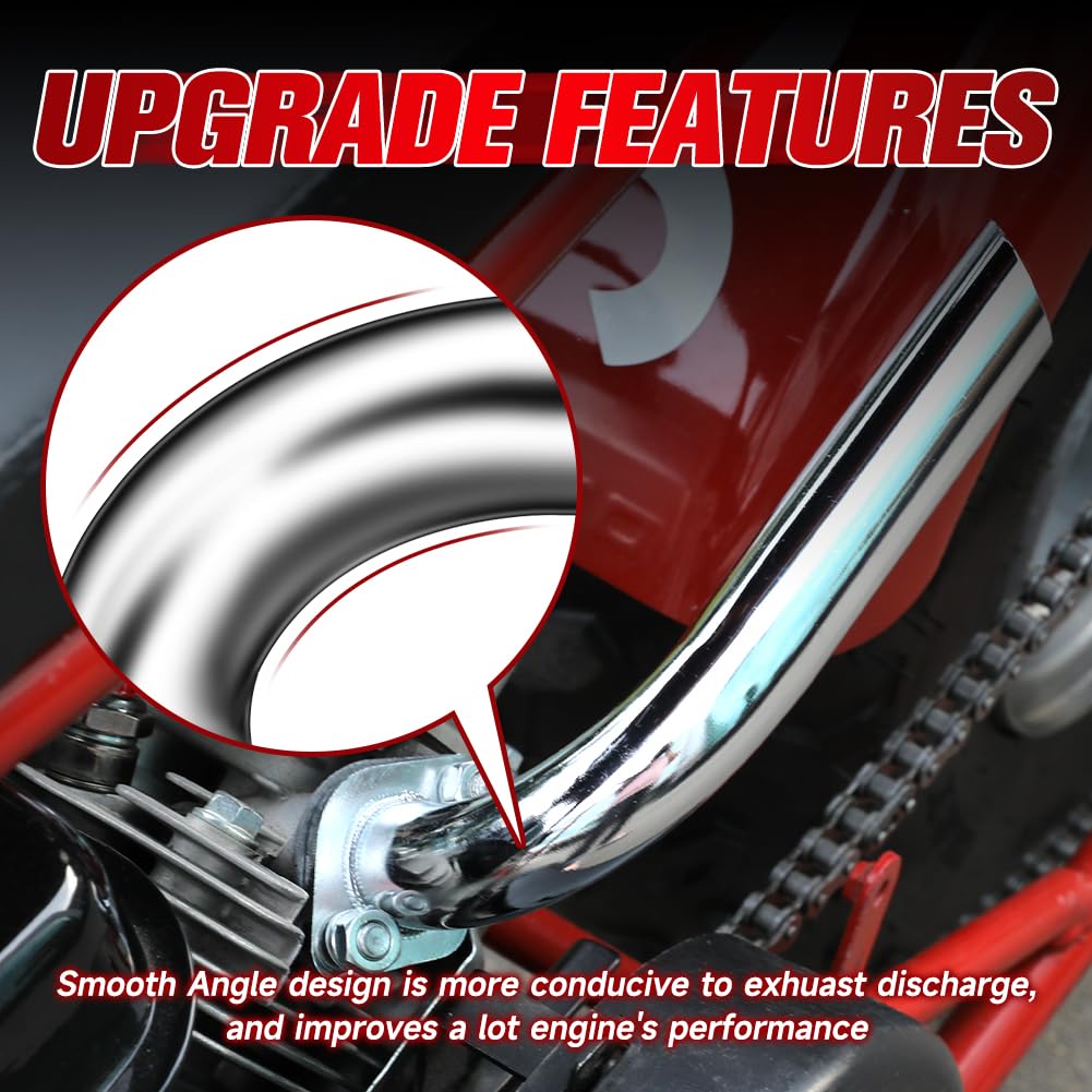 Fvrito Exhaust Pipe Header For Ct200U Coleman Bt200X Ct200U-Ex Kt196 Mini Bike Go Kart Predator 212Cc 224Cc 196Cc 6.5Hp Gx160 Gx