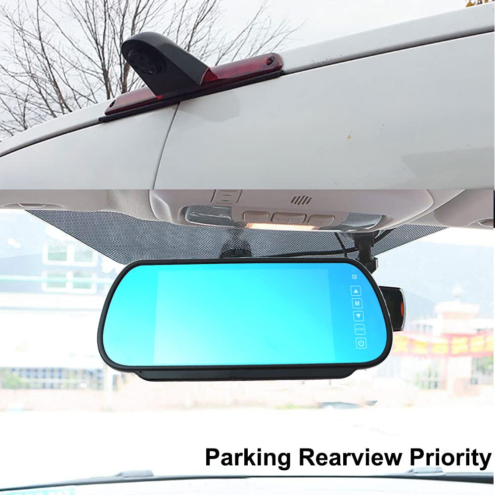 Knragho Brake Light Backup Camera Compatible With Dodge Benz Sprinter W906 /V W Crafter Vans (With Monitor)