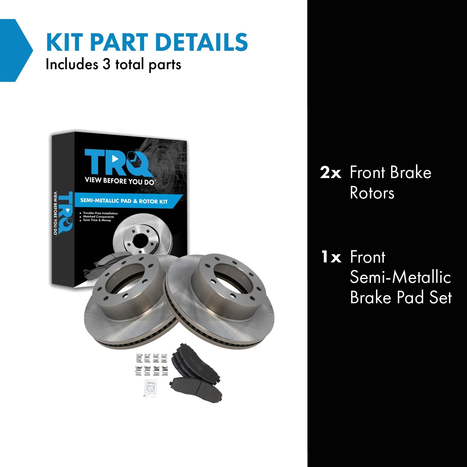 Trq Front Brake Pad & Rotor Kit Brake Pads Brake Rotor Semi-Metallic Compatible With 2013-2019 Ford F-250 Super Duty F-350 Super