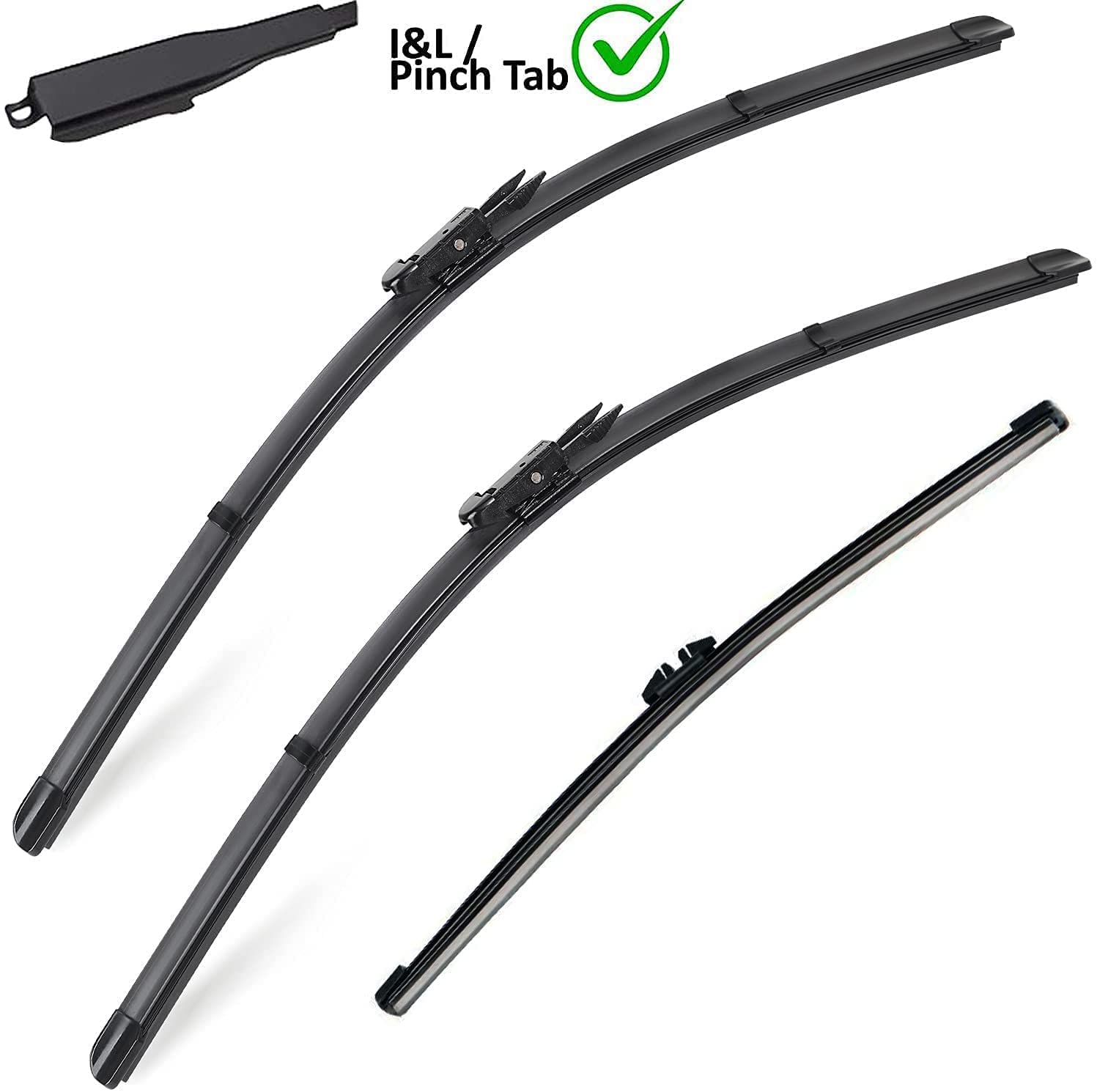 3 Wiper Blades Replacement For Ford Explorer 2011-2018,Original Equipment Replacement Front And Rear Windshield Wiper Blade - Pinch Tab 26'/22'/11' (Set Of 3) Oe# Bb5Z-17528-E/D/A