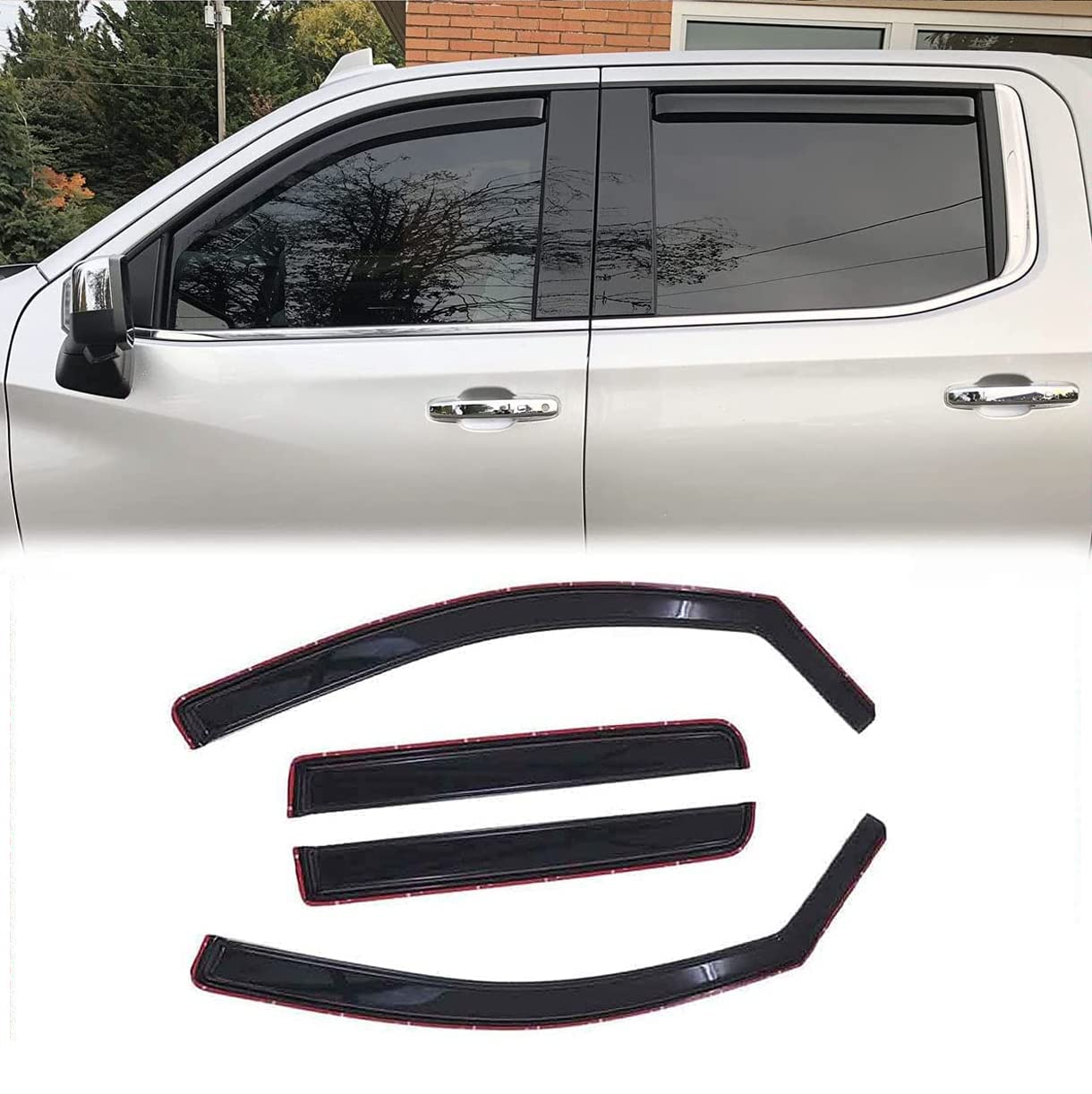 Deebior 4Pcs Side Wind Vent Deflector,in-Channel Style Tape On Dark Smoke Shade Sun Rain Guards,Nice Window Visor fit for 2004-2