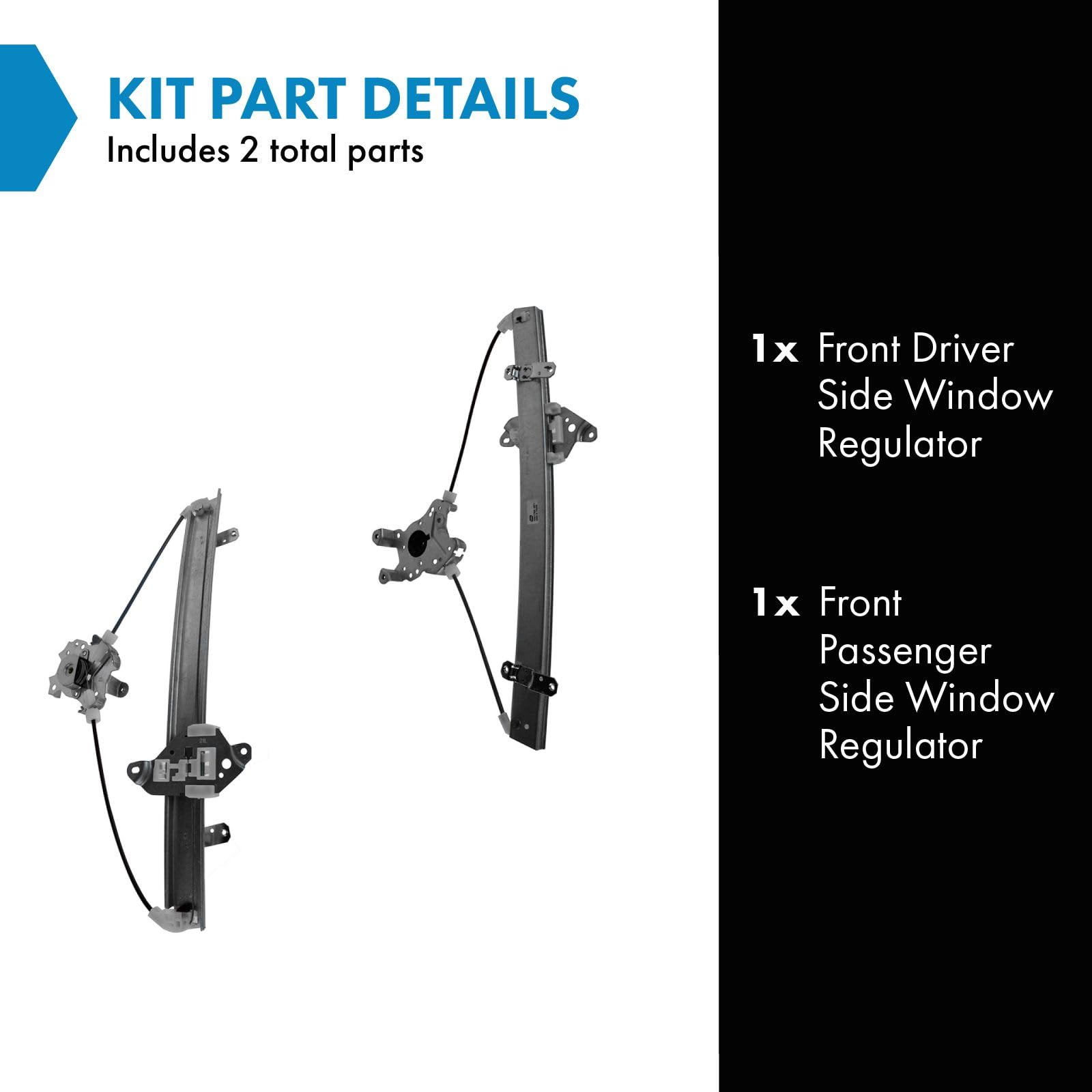 Trq Front Power Window Regulator Set Compatible With 2002-2007 Mitsubishi Lancer