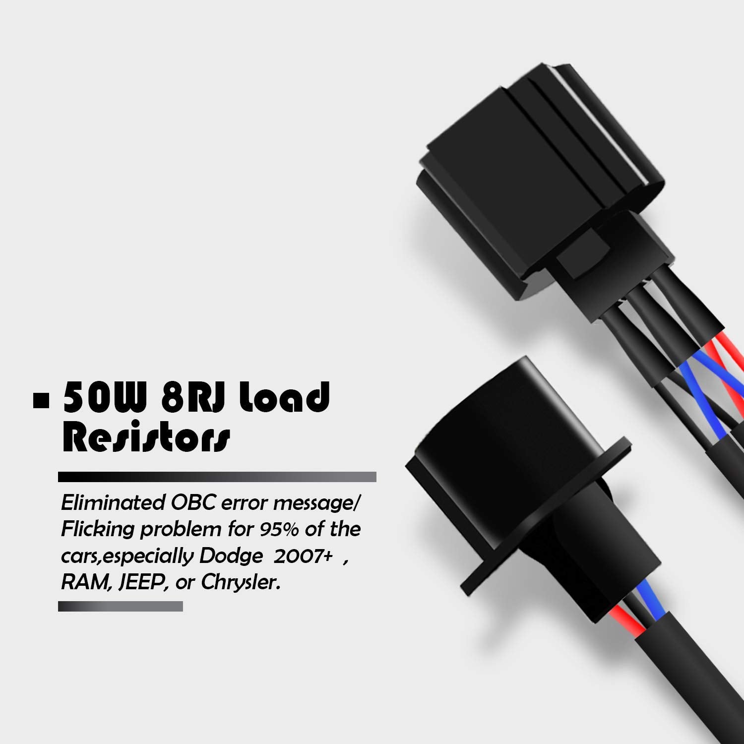 O-Nex H13 9008 Led Load Resistor Kit 50W 8Ohm Headlight Bulb Relay Harness Adapter Anti Flicker Error Decoder Warning Canceller