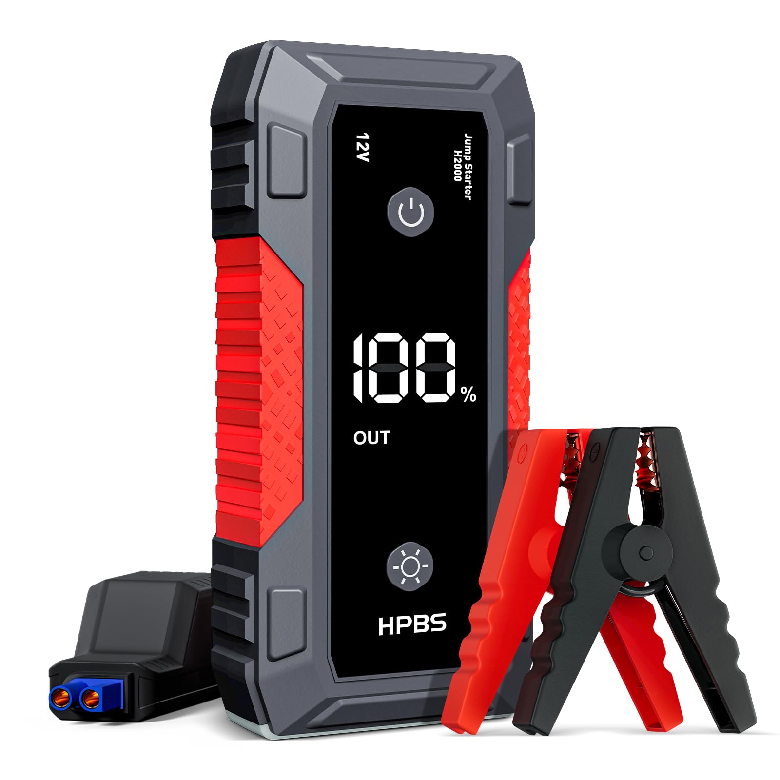 Hpbs Jump Starter - 4000A Jump Starter Battery Pack For Up To 10.0L Gas And 8.0L Diesel Engines, 12V Portable Car Battery Jump Starter Box With 3.0 Lcd Display (Red)