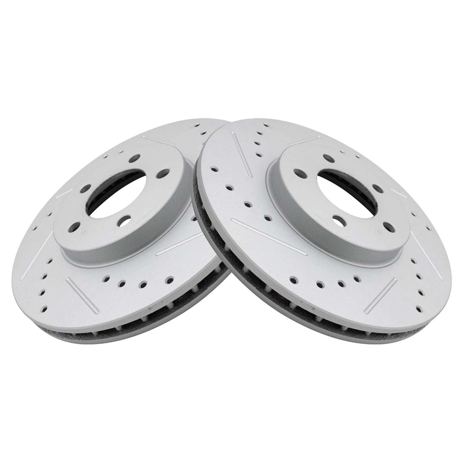 Trq Front Performance Brake Rotor Drilled Slotted Pair Set For 1995-2002 Continental / 1996-1997 Cougar / 2001-2005 Sable / 1996