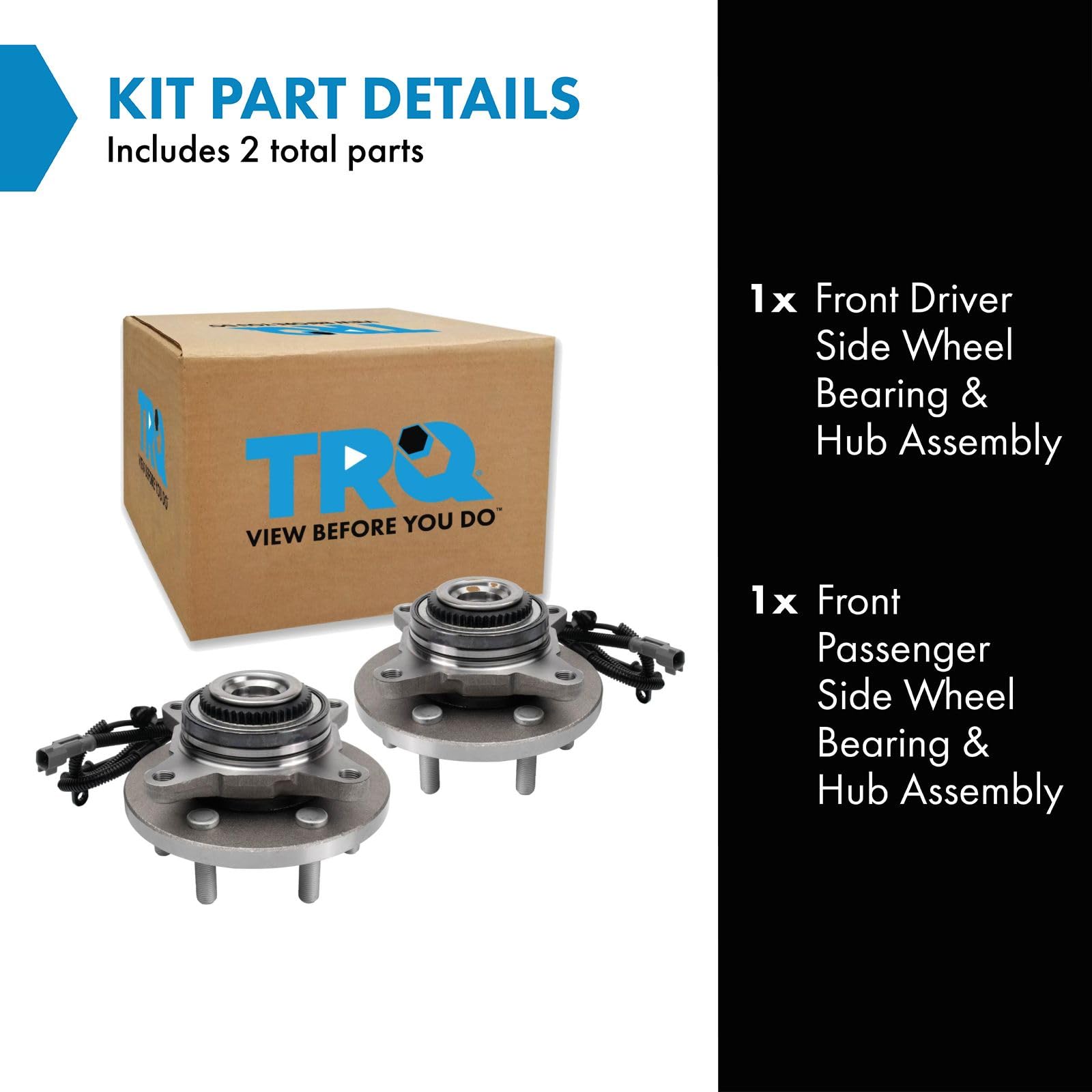 Trq Front Wheel Hub Bearings Assembly Set Driver & Passenger Side Compatible With 2017-2020 Ford F-150 Raptor