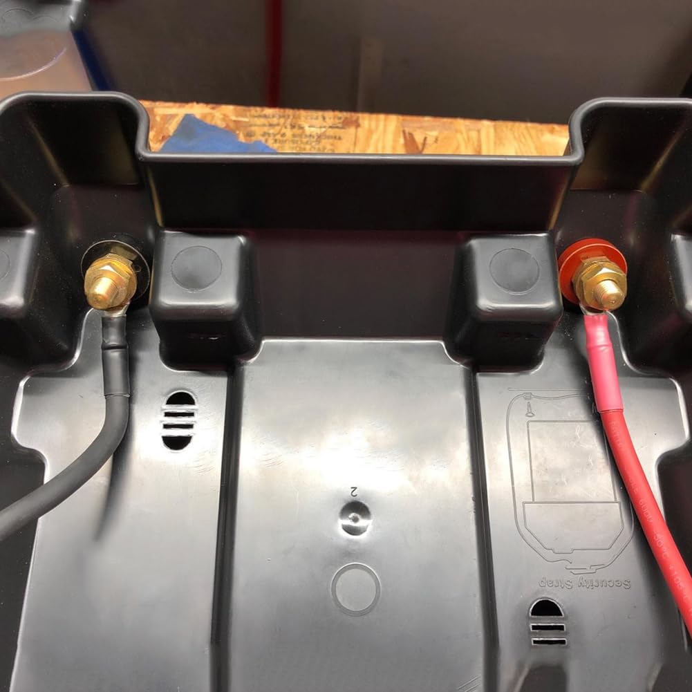 3/8' Copper Battery Terminal Stud Connector, Ampper M10 Remote Battery Binding Post Junction Post Block Terminal Kit, Pack Of 2 (Red And Black)