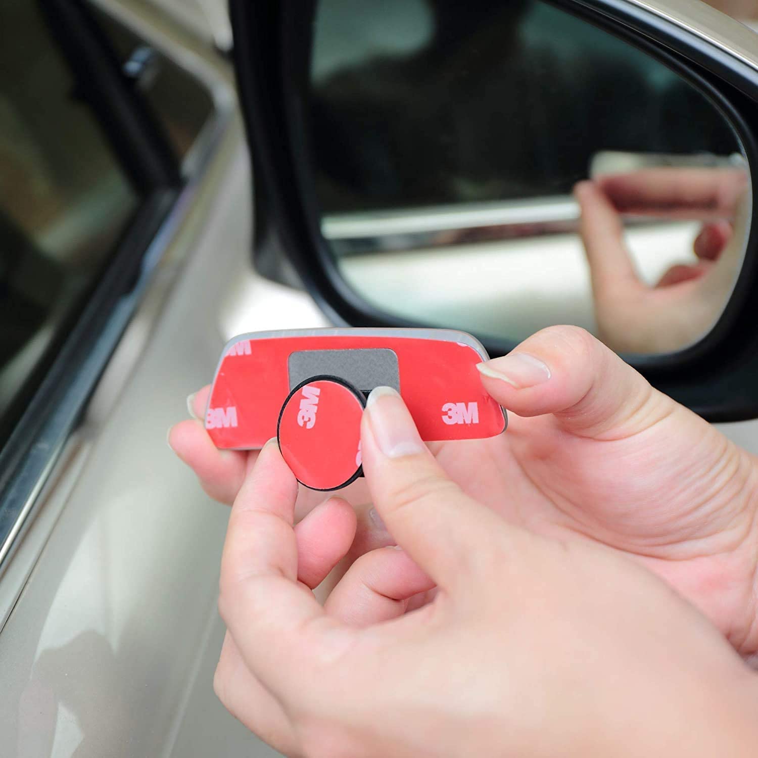 Verivue Mirrors 3.5 Inches Rectangle Shape Blind Spot Mirror For Car, Universal Fit, Hd, Stick On, Frameless, Convex, Wide Angle