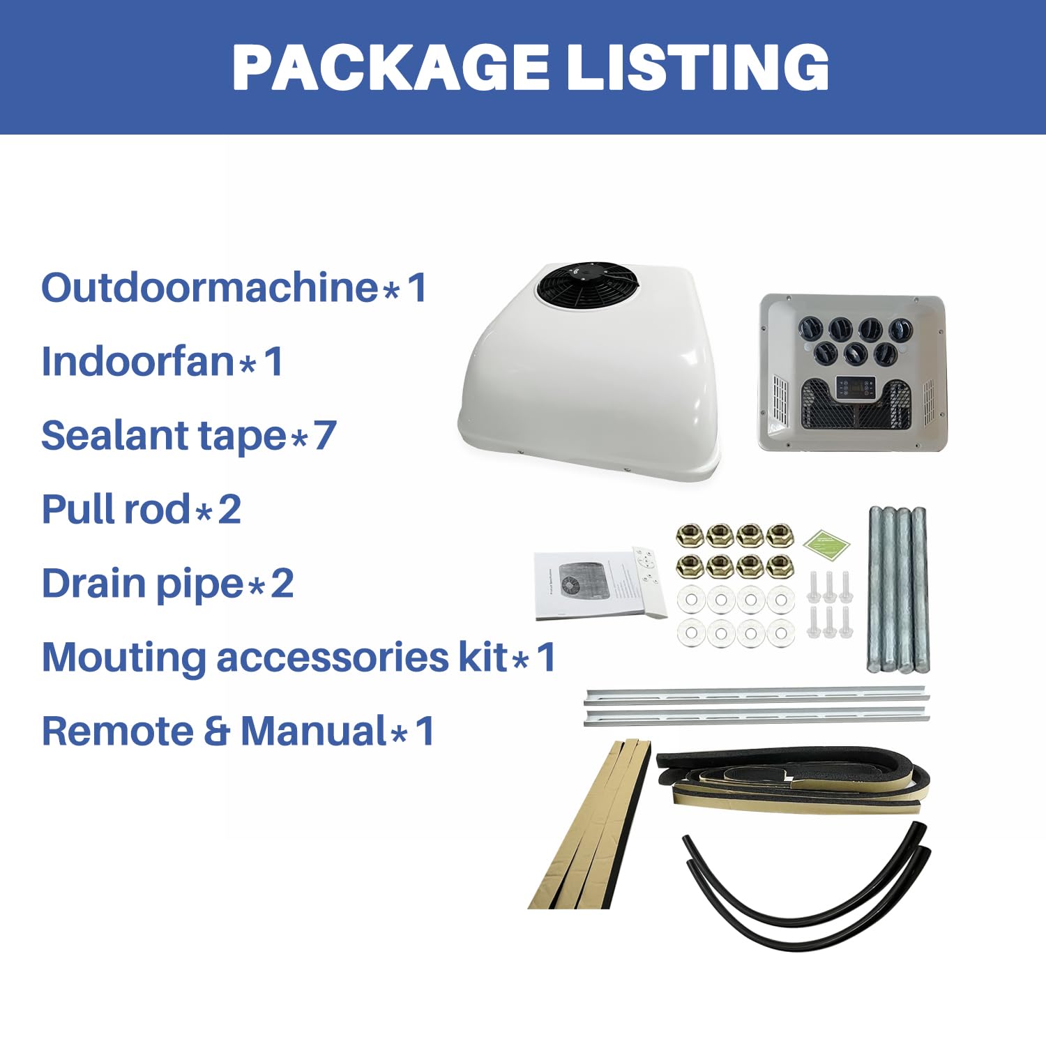 Aspligo 12 Volt Dc Air Conditioner Electric Parking Rooftop Rv Air Conditioner 8800Btu 12V Ac Unit For Motorhome Semi Truck Trailer Camper Van Heating And Cooling