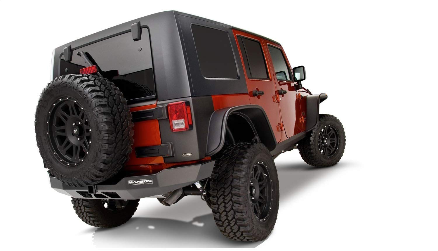 Bushwacker Jeep Flat Style Front & Rear Fender Flares | 4-Piece Set, Black, Textured Finish | 10918-07 | Fits 2007-2018 Jeep Wrangler Jk Unlimited 4-Door