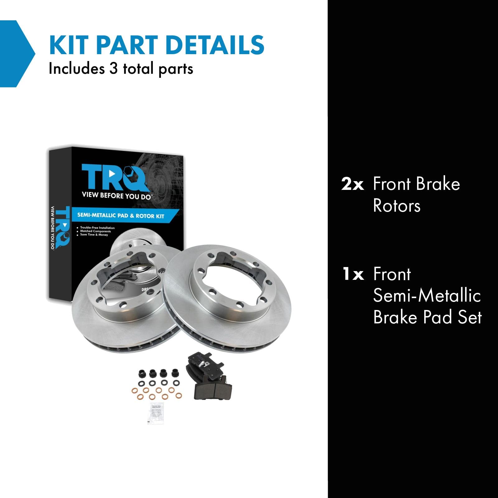 Trq Front Brake Pad & Rotor Kit Brake Pads Brake Rotor Semi-Metallic Compatible With 1995-1999 Chevrolet K1500 Suburban 1989-200