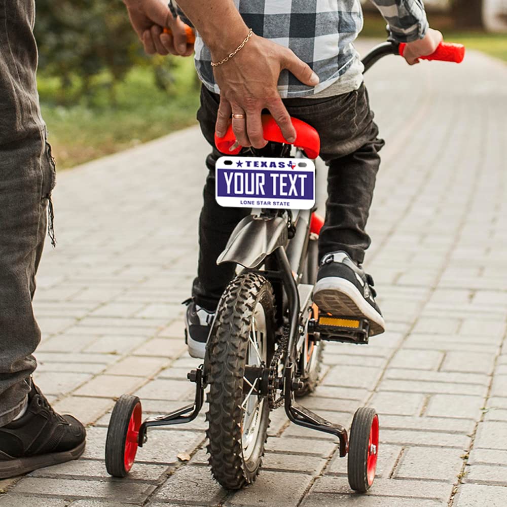 Inkmyplate Personalized Texas Purple Small License Plate | Bike 6X3 Inch | Select From All 50 States | 3 Sizes | Custom License Plates For Kids Bicycles | Power Wheels | Usa Thick .040 Aluminum