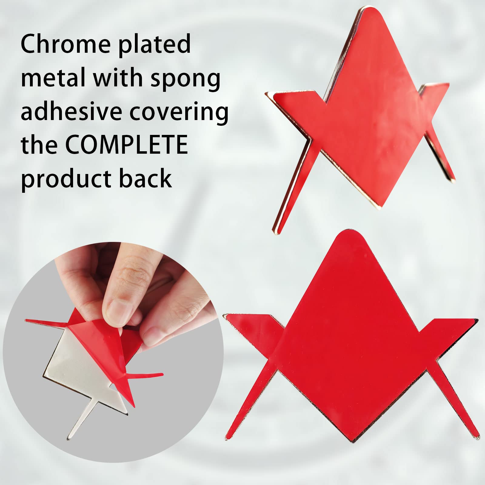 Creatrill 2 Pack 2.75'' Chrome Plated Masonic Car Emblem Mason Square And Compasses Auto Truck Motorcycle Decal Gift Accessories