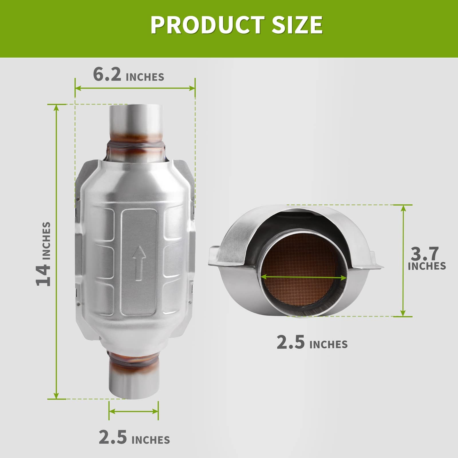 Autosaver88 10-Pack Universal Catalytic Converter, 2.5'' Inlet/Outlet Catalytic Converter With Heat Shield, Stainless Steel Shel