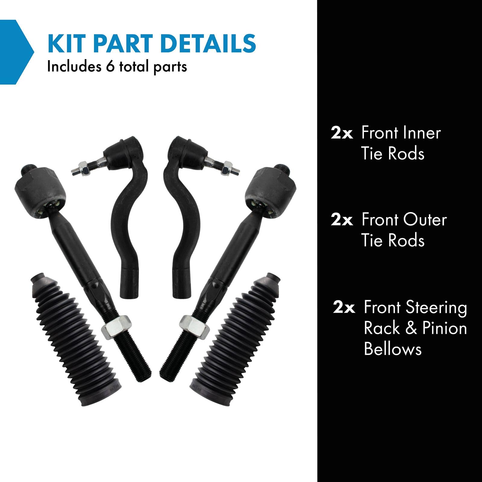 Trq Front Steering Kit Steering Rack & Pinion Bellow Tie Rod Compatible With 2016-2020 Dodge Durango Jeep Grand Cherokee