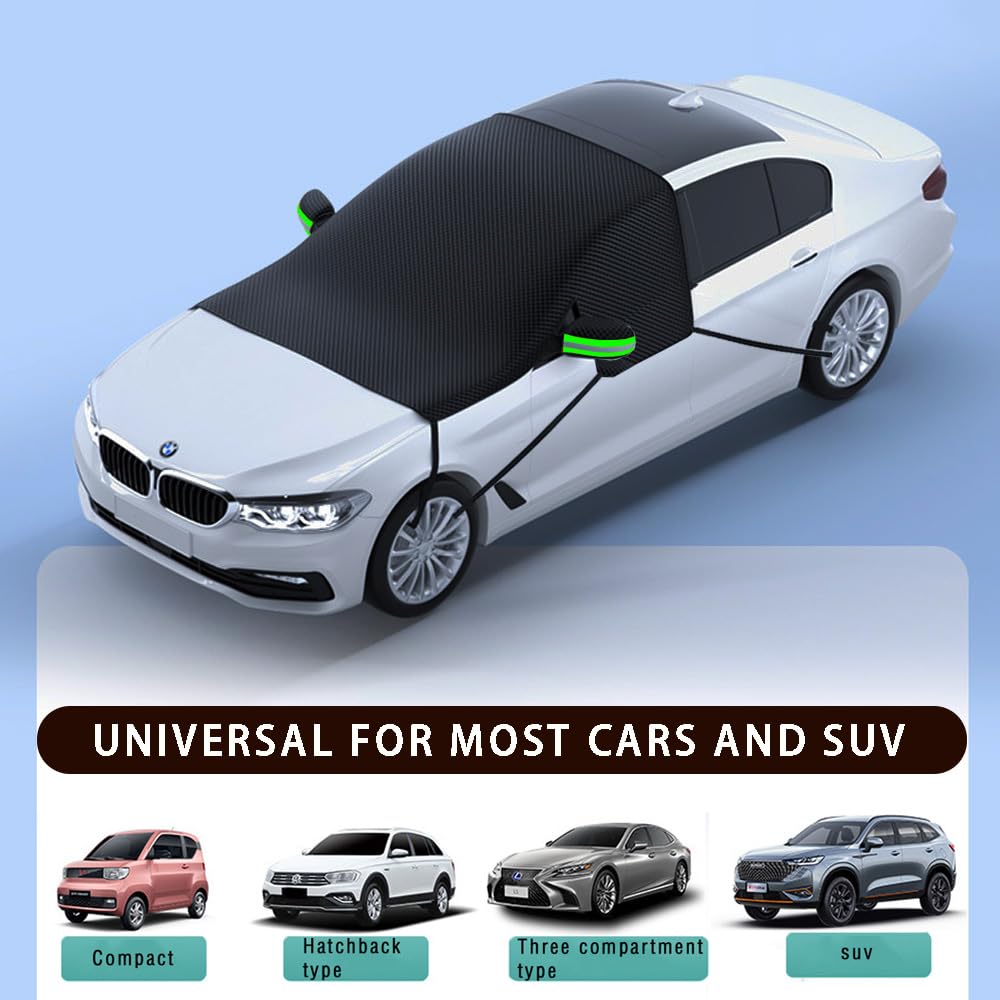 Large Car Windshield Cover for Ice and Snow,Automotive Windshield Snow Covers with Side Window & Rearview Mirror Protector,Winte