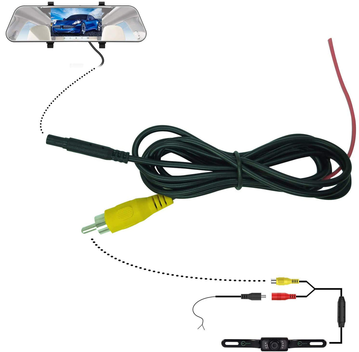 Backup Camera Rearview Camera Video Cable Cvbs Rca Male Connector To 4 Pin Female Adapter Wire,Rear View Camera Cvbs Rca Female 