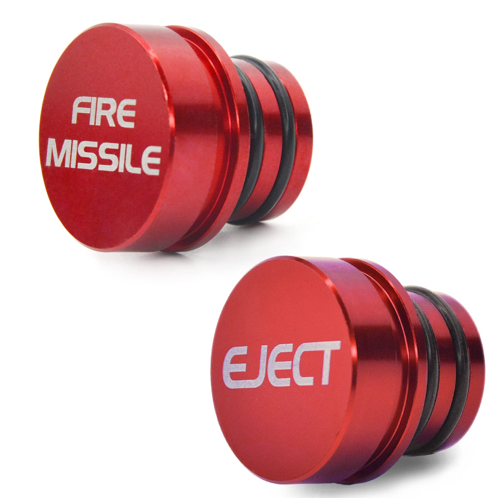 Fire Missile+Eject Billet Aluminum Cigarette Lighter Plug Cover - Fits All Vehicles With Standard 12 Volt Power Source