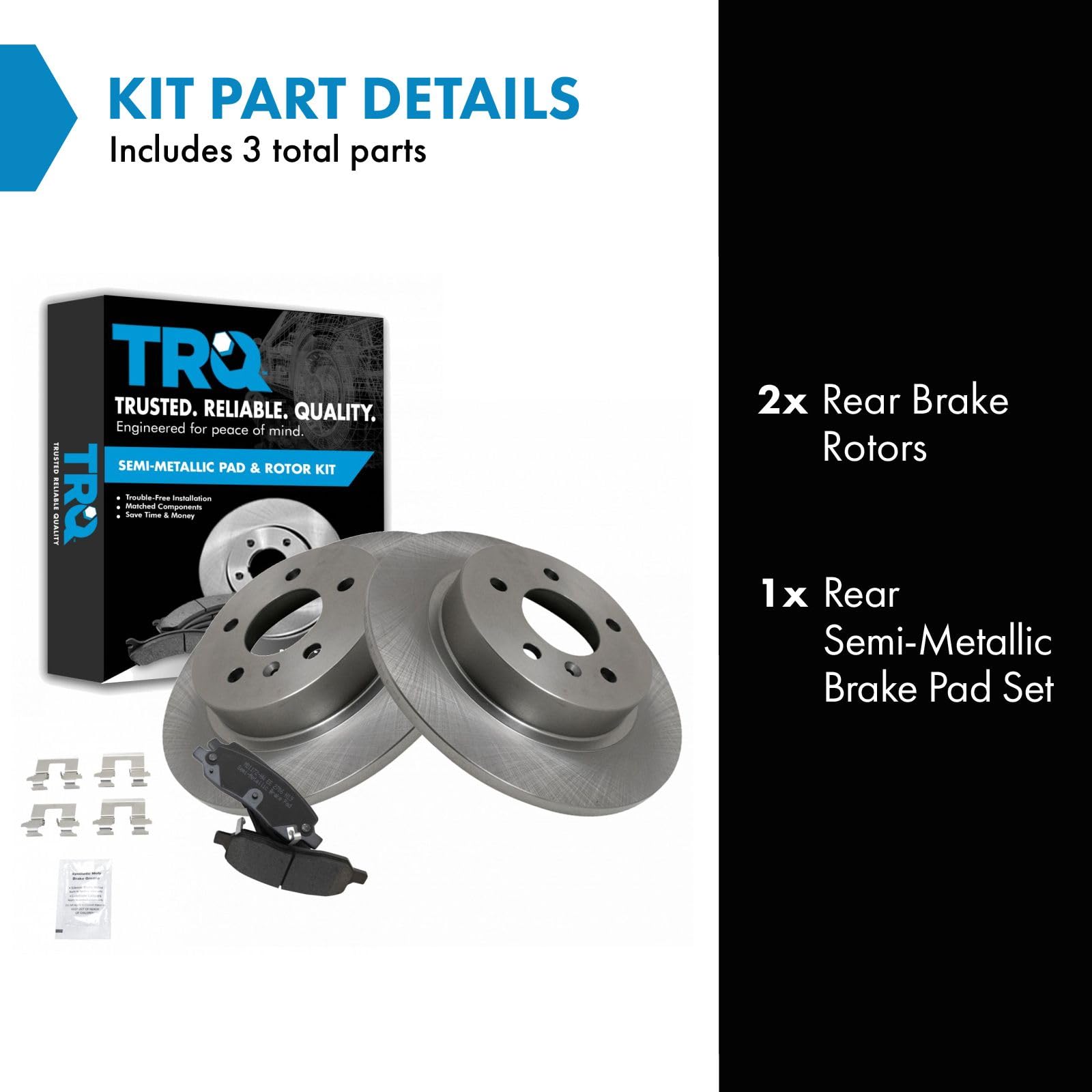 Trq Brake Rotor & Posi Metallic Pad Rear Kit For Buick Lucerne Cadillac Dts