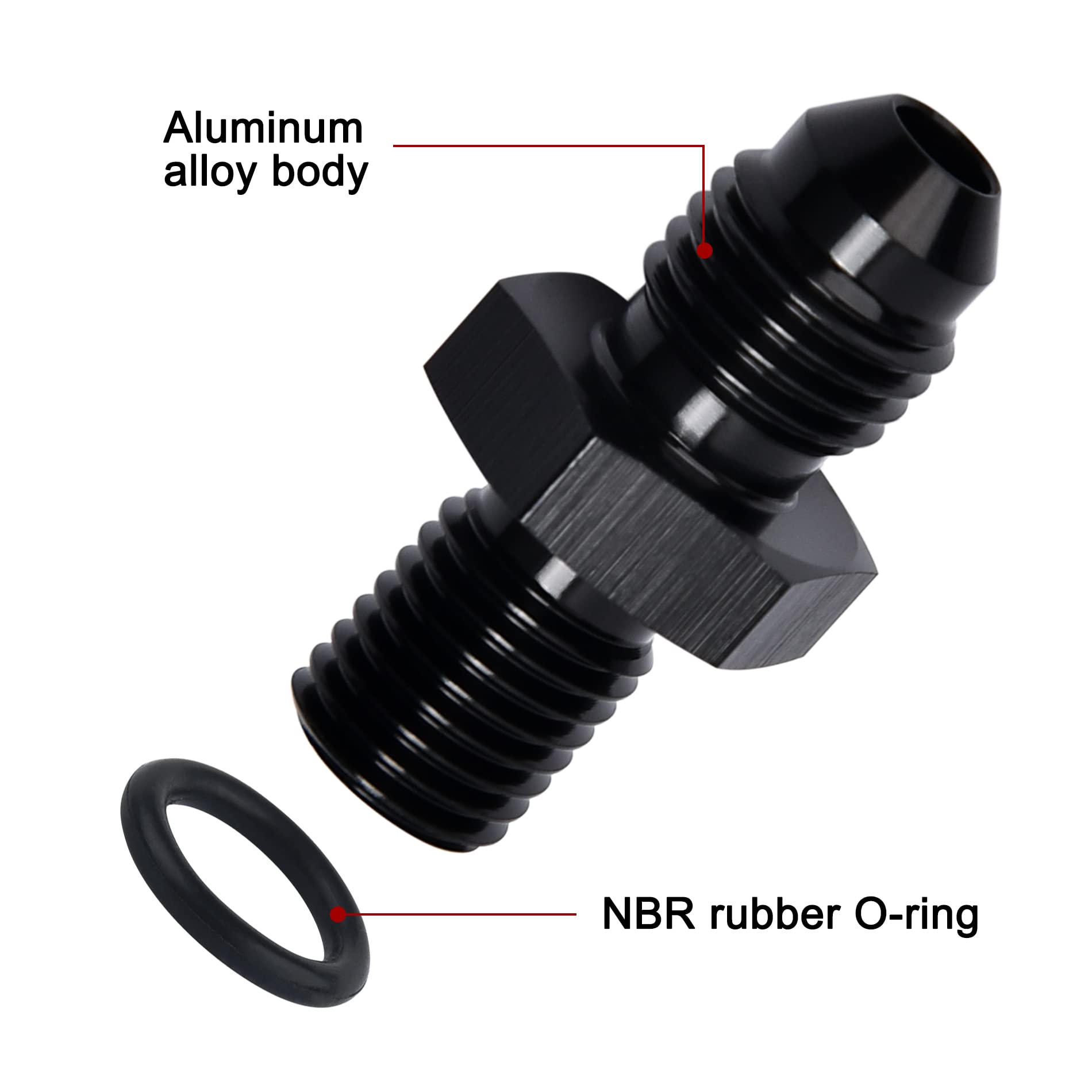 Evil Energy 4An Male Flare To M10 X 1.25Mm Male Metric Fitting Adapter Aluminium Alloy 2Pcs