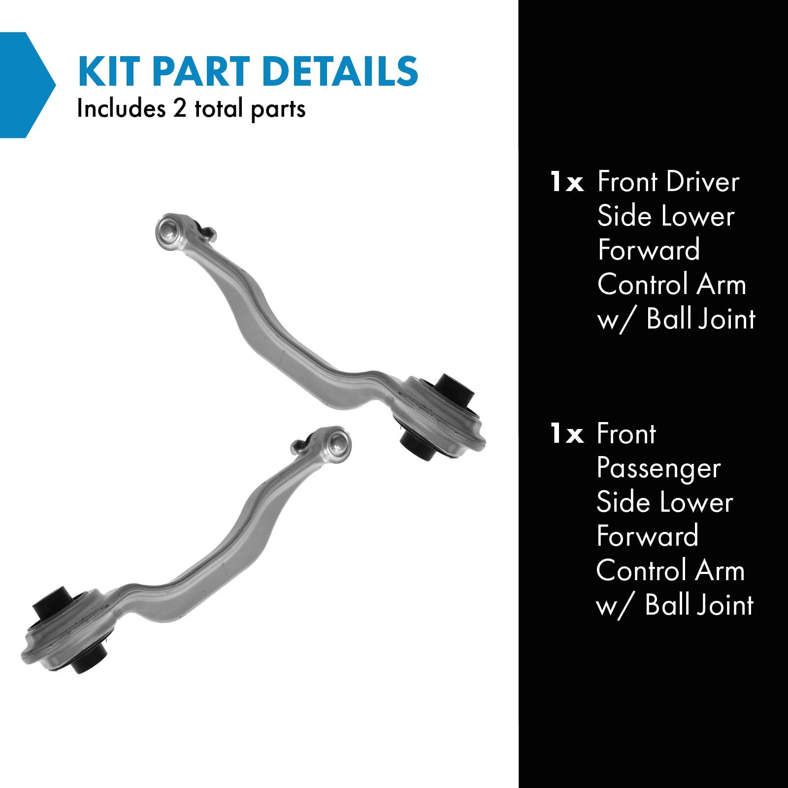 TRQ Control Arm and Ball Joint Set - 2 Piece for 06-09 Mercedes E350, E320, SL500 - Silver - Model PSA62284