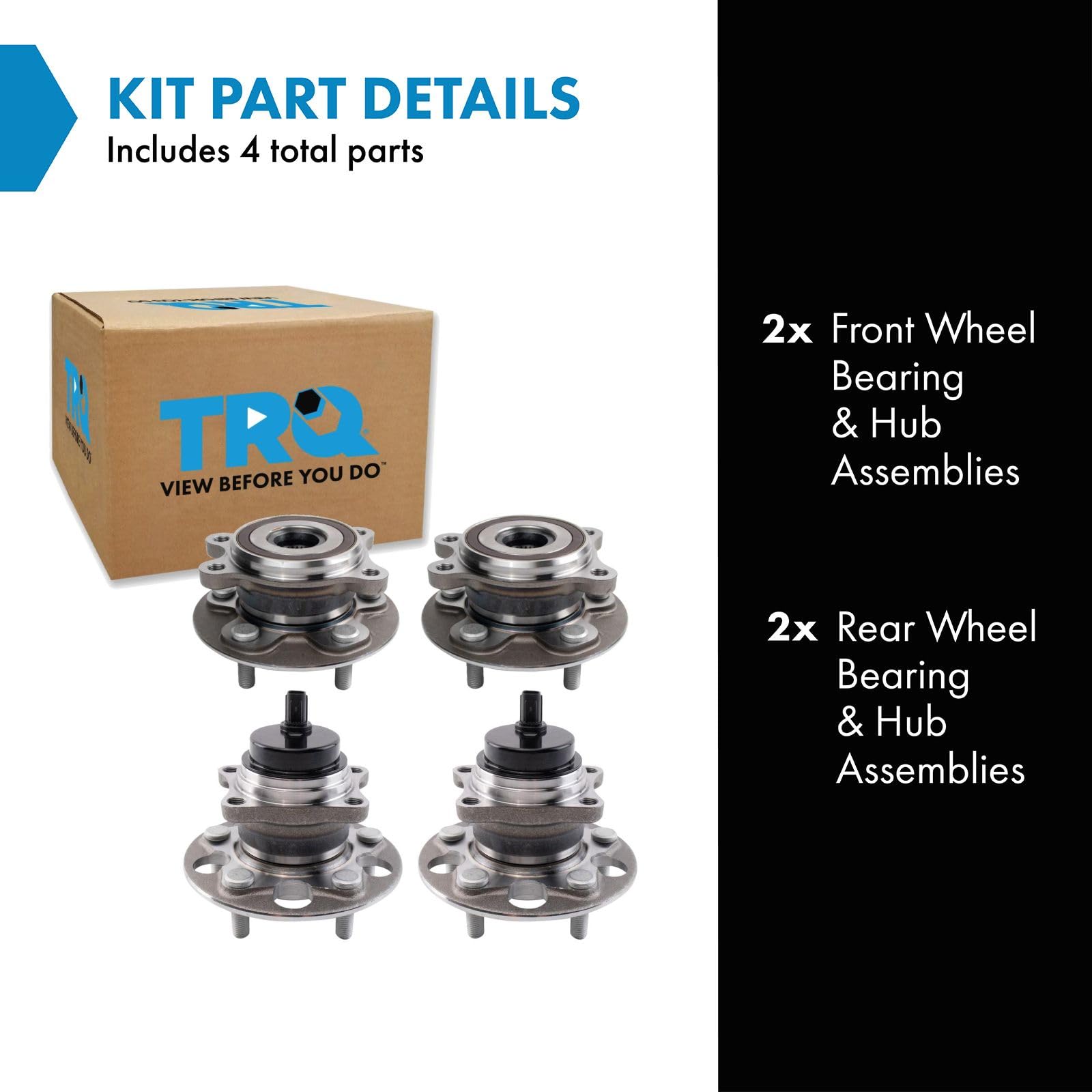 Trq Wheel Hub Bearings Assembly Set Compatible With 2021 Toyota Avalon 2018-2022 Camry