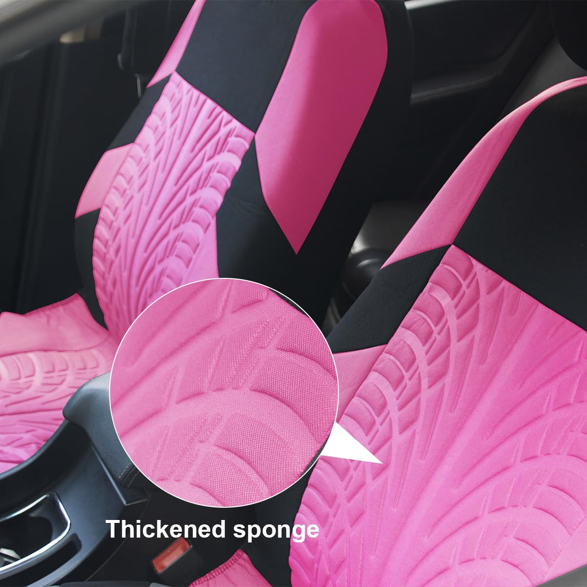 2Pcs Car Seat Covers For Front Seats, Breathable Waterproof Polyester Split Automotive Cushion Cover, Vehicle Seat Protectors Driver Interior Accessories Universal For Most Cars, Suv (Pink/Front)