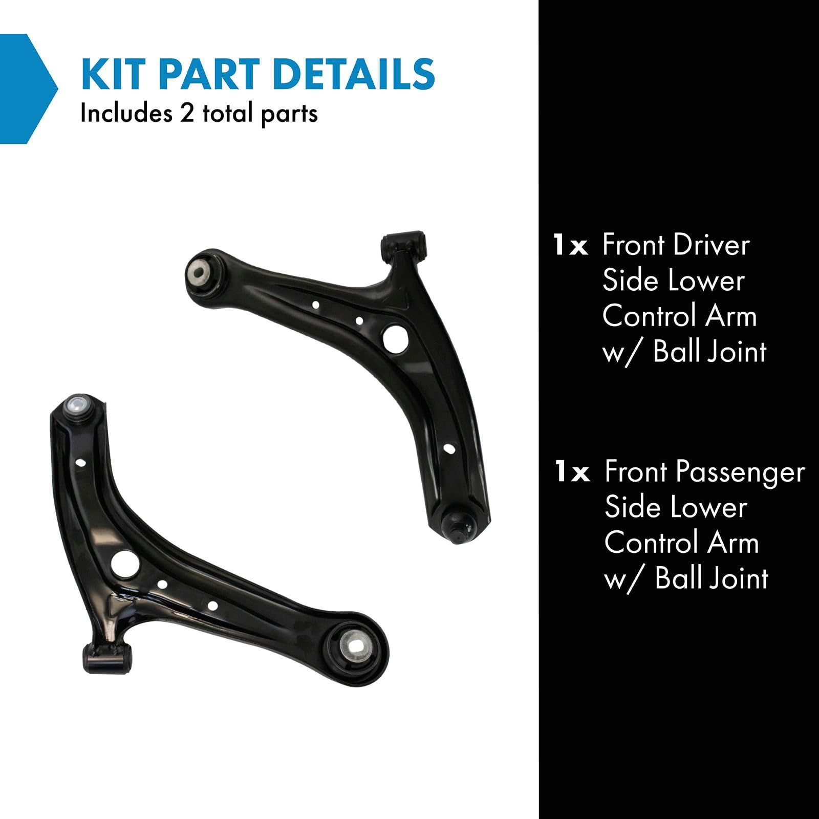 Trq Front Lower Control Arm With Ball Joint Set Compatible With 2011-2019 Ford Fiesta