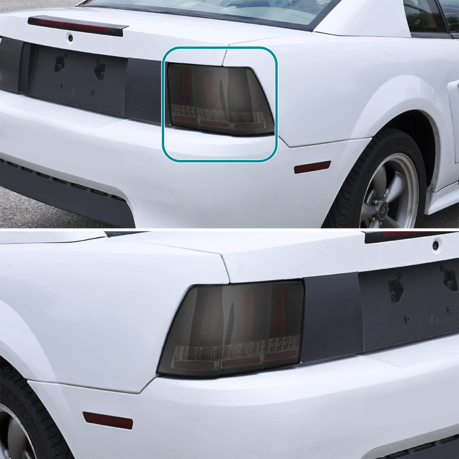 Spec-D Tuning Glossy Black Housing Smoke Lens Sequential Led Bar Tail Lights Compatible With 1999-2004 Ford Mustang, Left + Right Pair Assembly