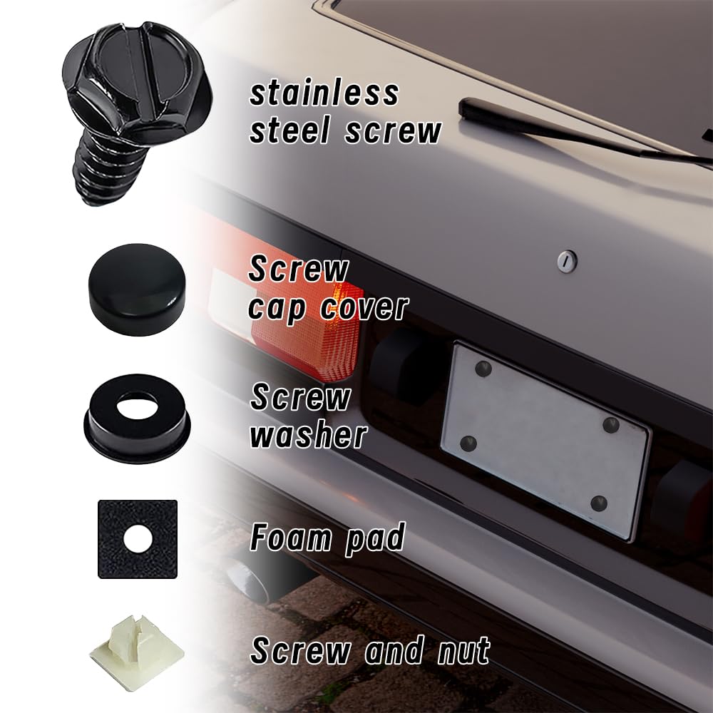 8Sets Stainless Steel License Plate Screws - Rust-Proof & Anti-Rattle Bolts For Car Front & Rear Frame Holder Mounting