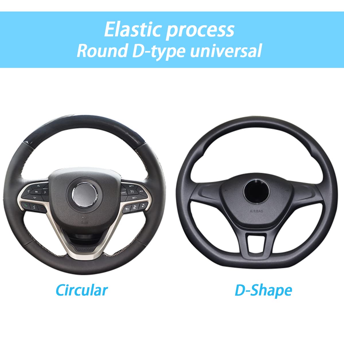 Elastic Stretch Steering Wheel Cover, Universal 15 Inch Car Steering Wheel Cover, Microfiber Breathable Ice Silk, Anti-Slip, Odo