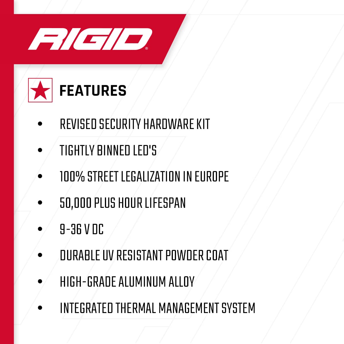 Rigid Industries 20541 Black Back-Up Light Kit (Ignite Led Diffused, Surface Mount)