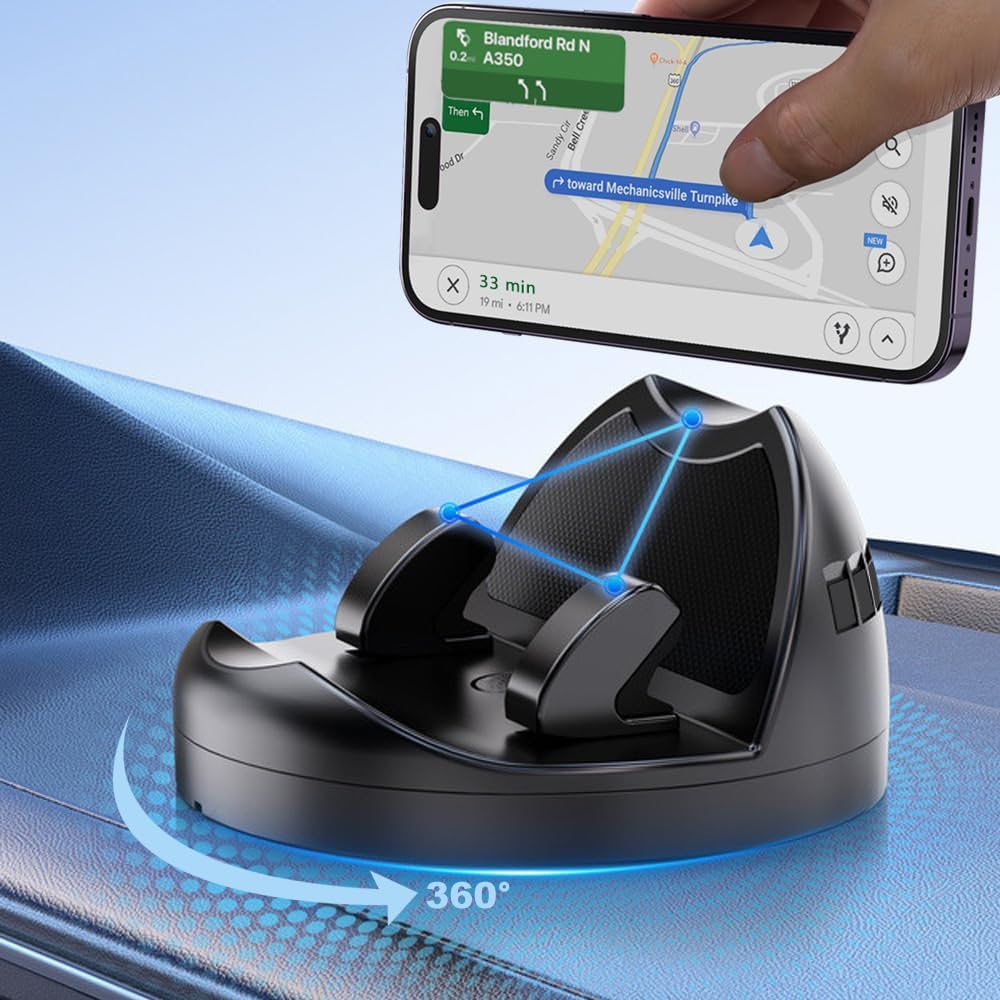 RYXOI Universal 360 Degree Car Mobile Holder for Dashboard NonSlip Silicone Phone Stand for car, Adjustable Angle for Landscape
