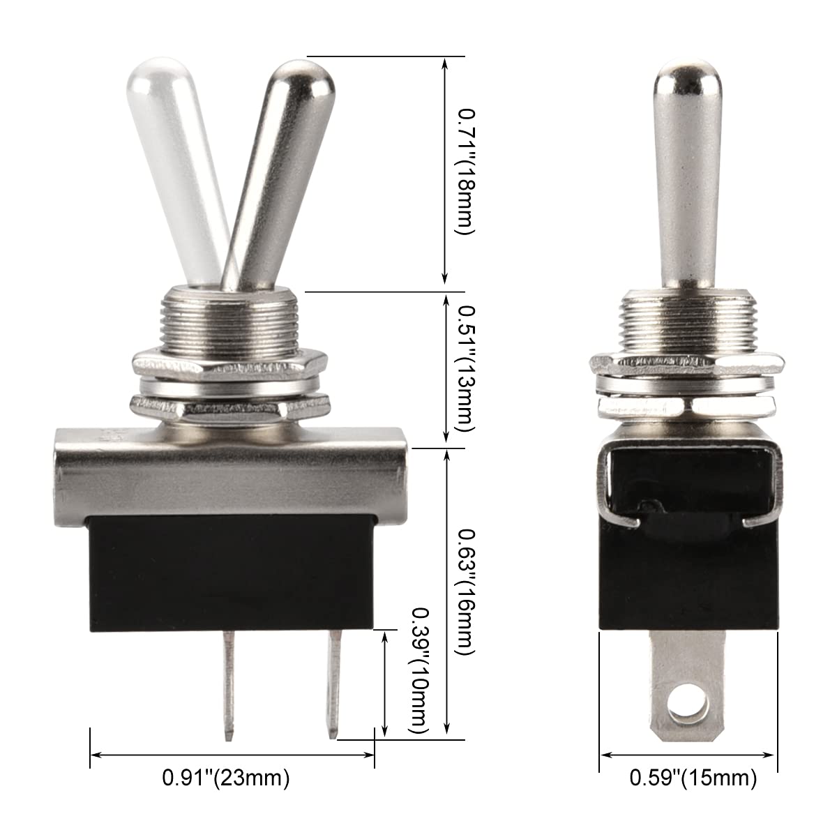 Baomain Toggle Switch SPST ON-Off Type 2 Pin 12V/10A with Waterproof Cover for Auto Car (1PCS)