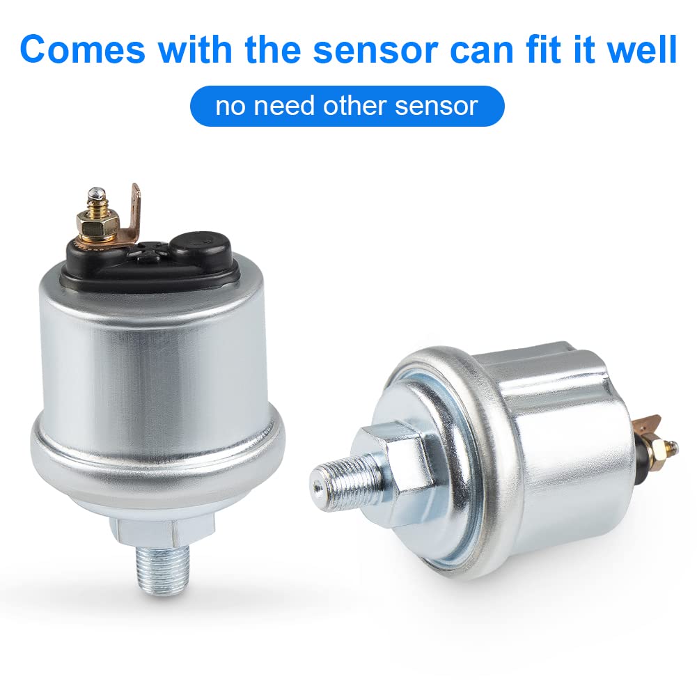 Waterwich Oil Pressure Gauge 0-150 Psi Dc12V Press Gauge Meter Kit 2Inches 52Mm For Car Truck Vehicle Automotive